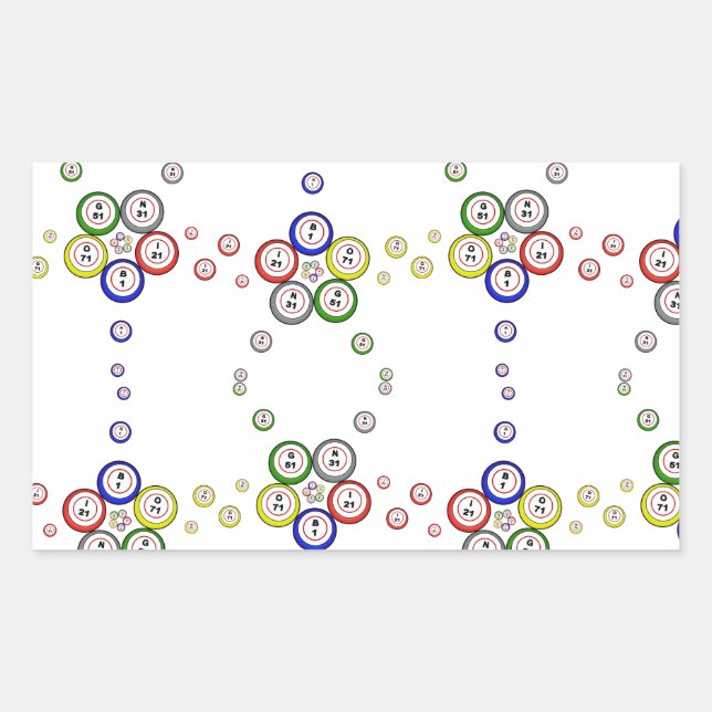 Pegatina Rectangular Bolas de Bingo (Anverso)