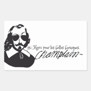 Pegatina Rectangular Bolas de Samuel Champlain Hipster de autocollant x