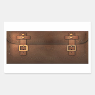 Pegatina Rectangular bolsa cuero Pony Express