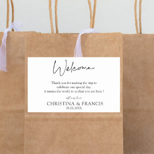 Pegatina Rectangular Bolsa de bienvenida de estilo Boda blanco y negro