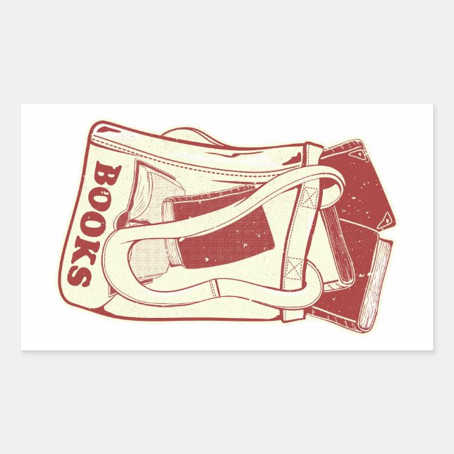 Pegatina Rectangular Bolsa de libros que me encanta leer (Anverso)