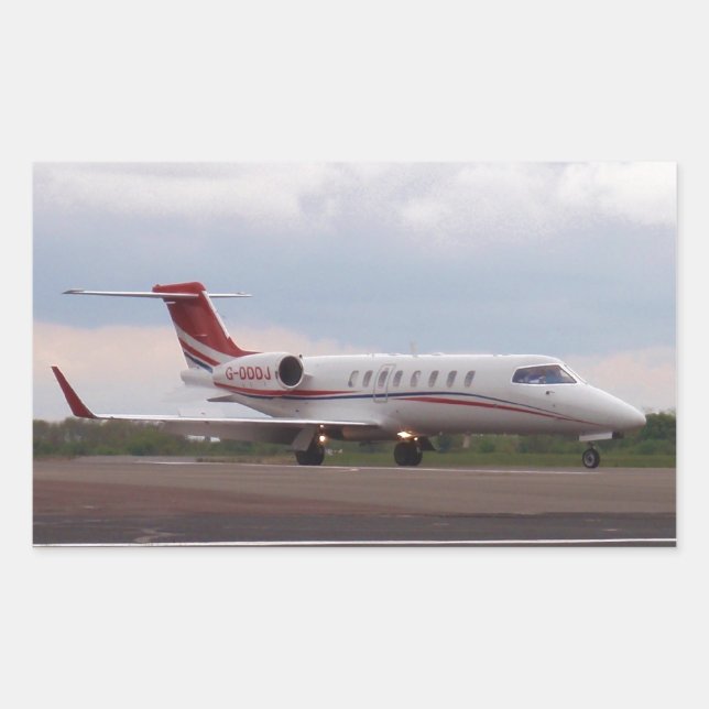 Pegatina Rectangular Bombardier Lear Jet 45XR (Anverso)