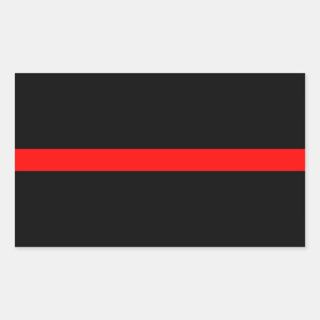 Pegatina Rectangular Bomberos de línea roja delgada (Anverso)