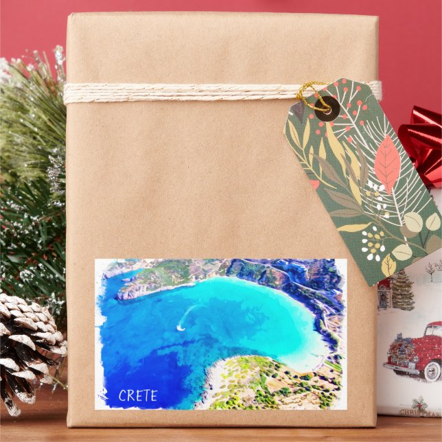 Pegatina Rectangular Bonita vista panorámica de Creta Grecia (Vacaciones)