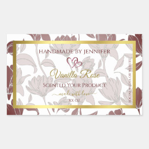 Pegatina Rectangular Bonitas etiquetas de productos florales de color c