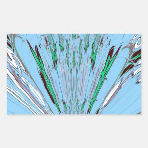 Pegatina Rectangular Bonito Aqua Blue Amazon Floral Motif Art