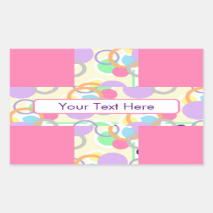 Pegatina Rectangular Bonito Círculo Rosa Burbuja Cute Patterado