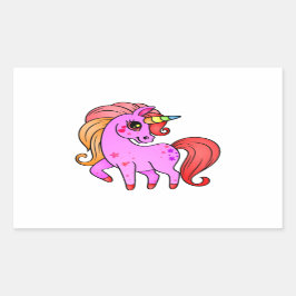 Pegatina Rectangular Bonito dibujo de unicornio para