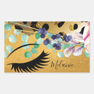 Pegatina Rectangular Bonito Girly Purpurina Gold Animal Print Named Gla