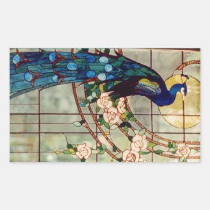 Pegatina Rectangular Bonito Peacock de vidrio templado