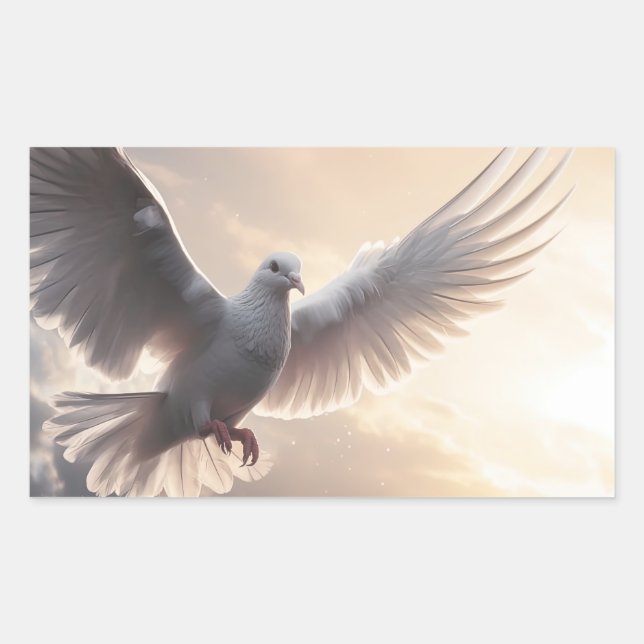 Pegatina Rectangular Bonito White Peace Dove (Anverso)