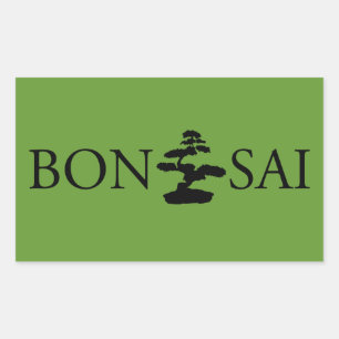 Pegatina Rectangular Bonsai Silhouette