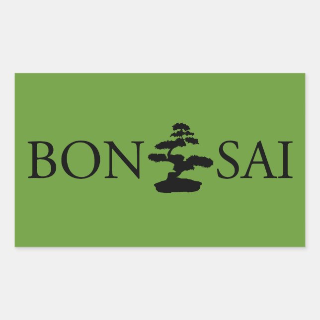 Pegatina Rectangular Bonsai Silhouette (Anverso)