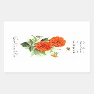 Pegatina Rectangular Bookplate floral