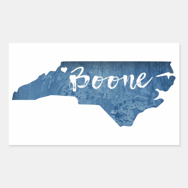 Pegatina Rectangular Boone North Carolina Wood Grain (Anverso)