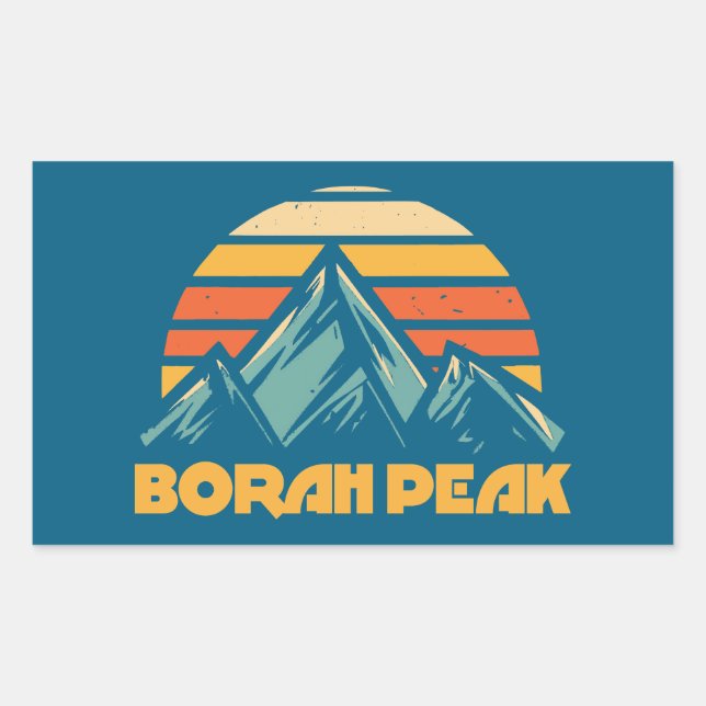 Pegatina Rectangular Borah Peak Retro Turquoise (Anverso)