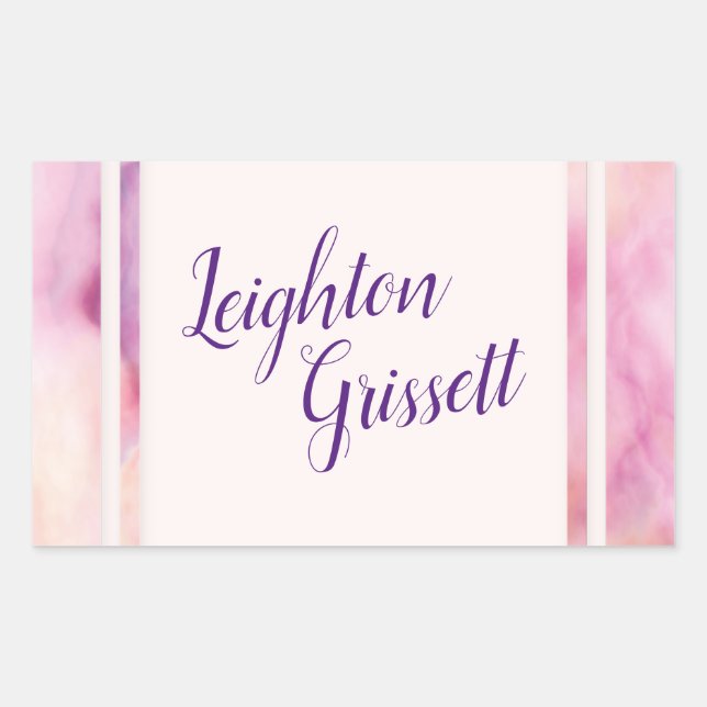 Pegatina Rectangular Borde de mármol Naranja rosa (Anverso)