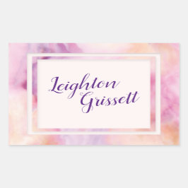 Pegatina Rectangular Borde de mármol Naranja rosa