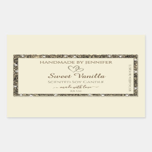 Pegatina Rectangular Borde de Purpurina Gold para etiquetas de embalaje