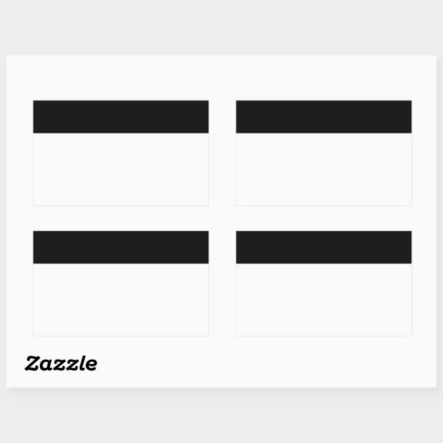Pegatina Rectangular Borde superior simple blanco y negro (Hoja)