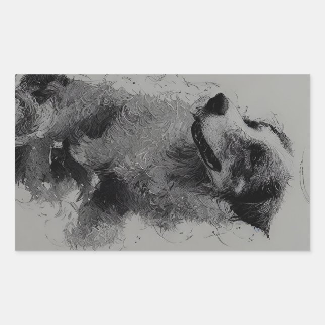 Pegatina Rectangular border collie drawing second (Anverso)