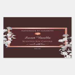 Pegatina Rectangular Borgoña Floral Producto Empaquetado Etiquetas Flor