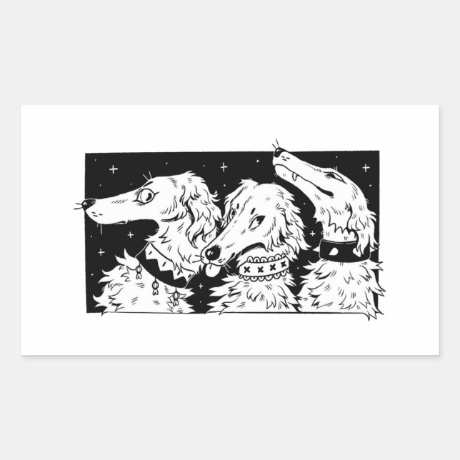 Pegatina Rectangular Borzoi Ringer Aesthetic Power Trio (Anverso)