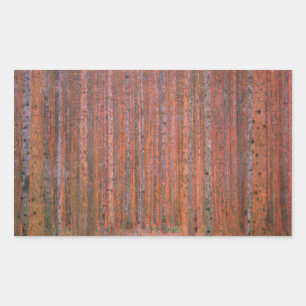 Pegatina Rectangular Bosque de Abetos de Gustav Klimt Tannenwald Árbole