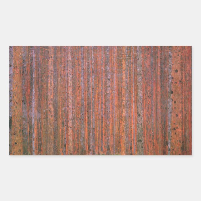 Pegatina Rectangular Bosque de abetos de Gustav Klimt Tannenwald Árbole (Anverso)