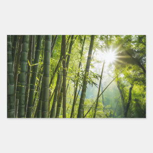 Pegatina Rectangular Bosque de Bambú