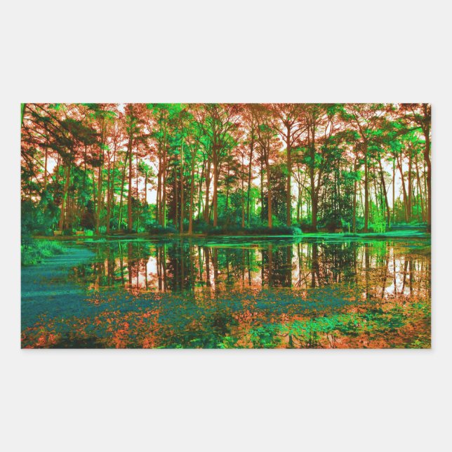 Pegatina Rectangular Bosque de fantasía por Shirley Taylor (Anverso)