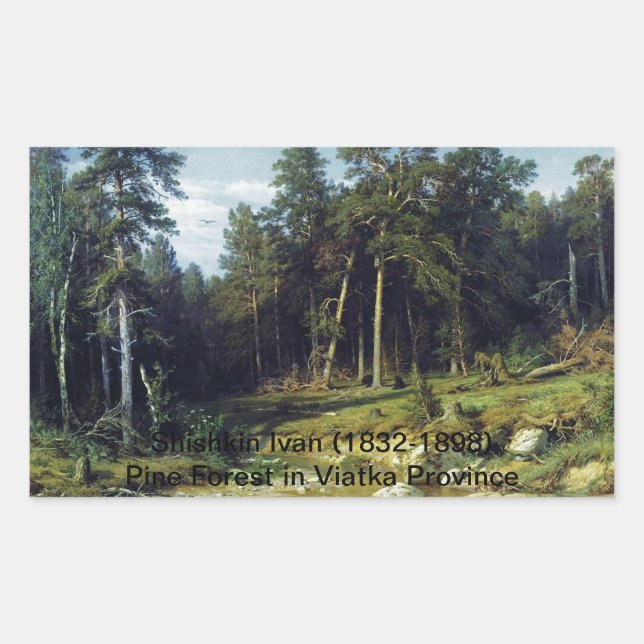 Pegatina Rectangular Bosque de pinos en la provincia de Viatka (Anverso)