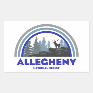 Pegatina Rectangular Bosque Nacional Allegheny Ciervo Arcoíris