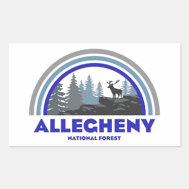 Pegatina Rectangular Bosque Nacional Allegheny Ciervo Arcoíris (Anverso)