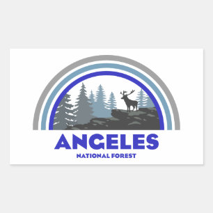 Pegatina Rectangular Bosque Nacional Angeles Ciervo Arcoíris