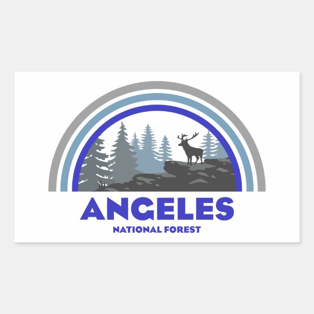 Pegatina Rectangular Bosque Nacional Angeles Ciervo Arcoíris (Anverso)