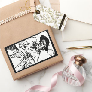 Pegatina Rectangular Bosquejo de piratas vintage de un capitán de Howar