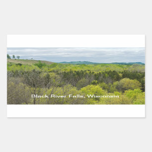 Pegatina Rectangular Bosques y colinas en Black River Falls Wisconsin
