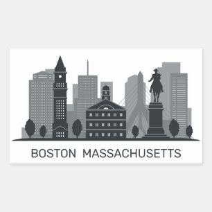 Pegatina Rectangular Boston Massachusetts