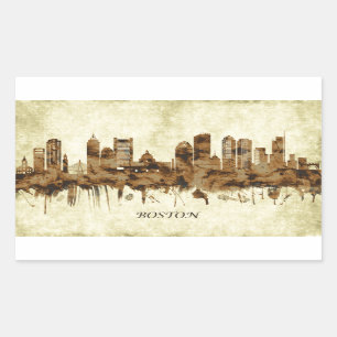 Pegatina Rectangular Boston Massachusetts Cityscape