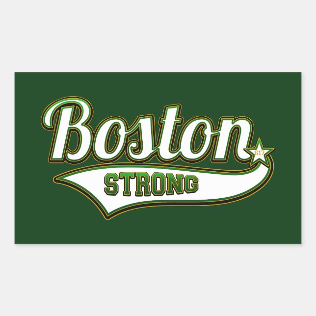 Pegatina Rectangular Boston Strong Irish GREEN (Anverso)
