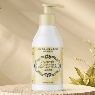 Pegatina Rectangular Botella de cosméticos de pergamino amarillo con ma