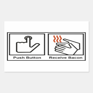 Pegatina Rectangular Botón de inserción, Recibir Bacon