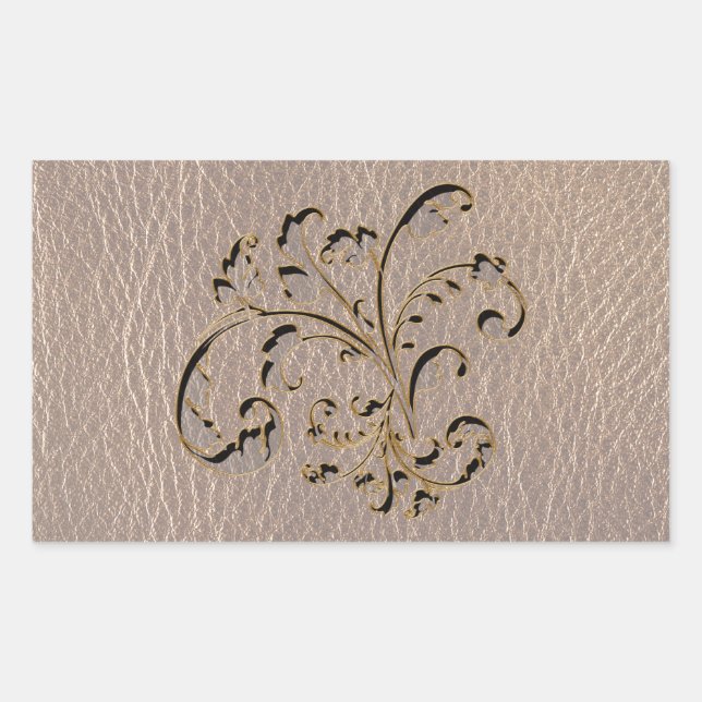 Pegatina Rectangular Bouquet con aspecto de cuero 2 suave (Anverso)