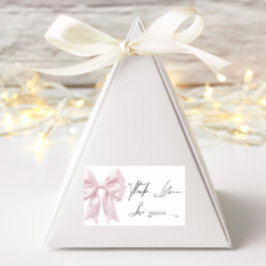 Pegatina Rectangular Bow rosa suave Gracias Rectangular
