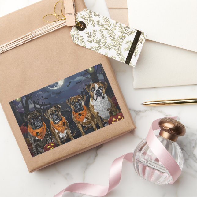 Pegatina Rectangular Boxer Halloween Spooky (Regalar)