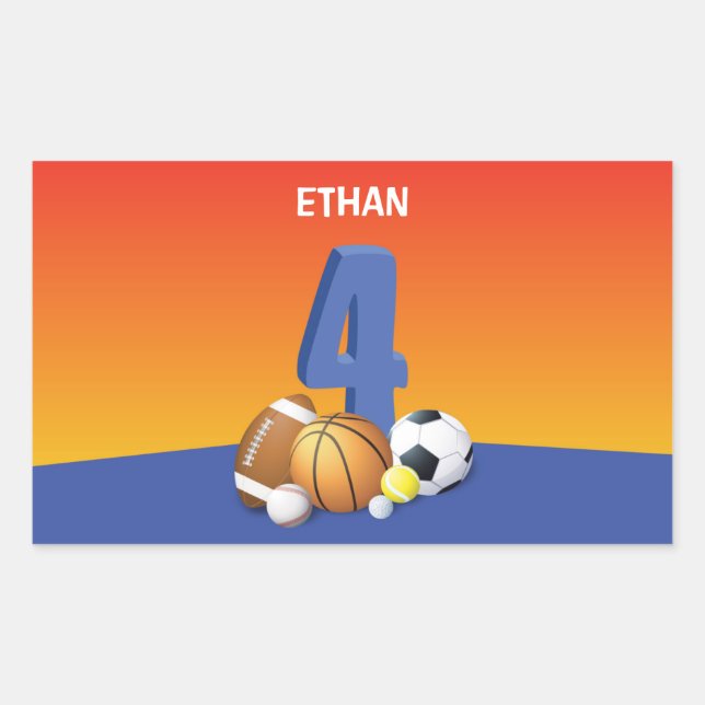 Pegatina Rectangular Boy 4.º Balls Deportiva (Anverso)