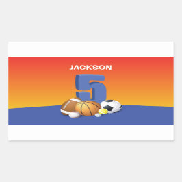 Pegatina Rectangular Boy 5.º Balls Deportiva
