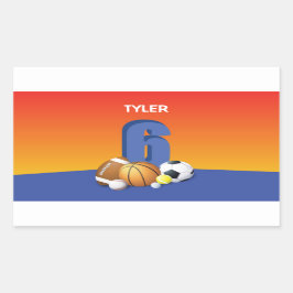 Pegatina Rectangular Boy 6.º Balls Deportiva