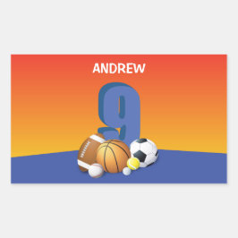 Pegatina Rectangular Boy 9.º Balls Deportiva